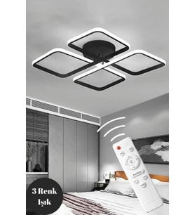 4 Parça Kumandalı LED Tavan Avizesi, 3 Renkli Aydınlatma, Modern Spor Salon Aydınlatması