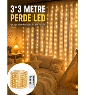 3x3 Metre Perde LED Işık – Parti ve Bahçe Dekorasyonu Yeni Nesil