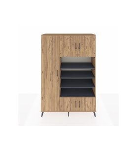 Hyperion Dolap 10 Raflı 5 Kapaklı 132x44x195 Çam-Çam/Antrasit