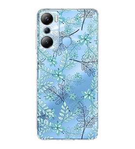 PrintiFy İnfinix Hot 20i Uyumlu Kamera Korumalı Floral Su Yeşili Tasarımlı Şeffaf Silikon Kılıf