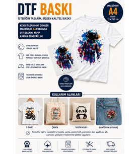 Kişiye Özel DTF Transfer Baskı - Fotoğraf, Logo, Yazı ve Tasarım Baskısı Ütü ile Kumaşa Uygulanabilir