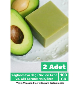 %100 Doğal Güzel Kokulu El Yüz Saç Vücut Cilt Onaran Kolajen Etkili Avokado Bitkisel Sabun 2 Adet