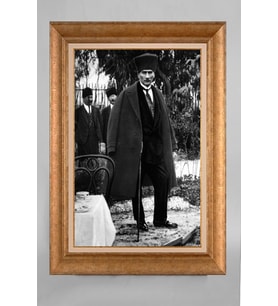 Altın Varaklı Paspartulu Çerçeveli Atatürk Tablo nt1195