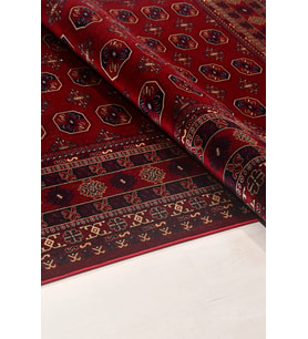Ravos Kırmızı Lacivert Geometrik Desenli Polyester Salon Halısı