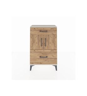 Arges Komodin Tek Raflı 2 Çekmeceli 2 Kapaklı 60x30x96 Aytaşı-Çam