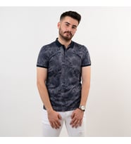 POLO YAKA SLİMFİT DESENLİ ERKEK T-SHİRT (Lacivert)