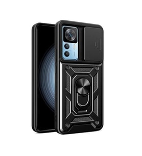 Coverzone Xiaomi 12T ?le Uyumlu PhoenixShield S�rg�l� Sistem Kamera Korumal? Kapak Tam Koruma Manyetik Vega Kapak Siyah