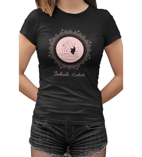 Yoga Inhale Exhale Siyah Kadın Tshirt