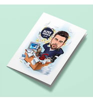 Kişiye Özel İş Yorgunu Erkek Karikatürlü Tebrik Kartı