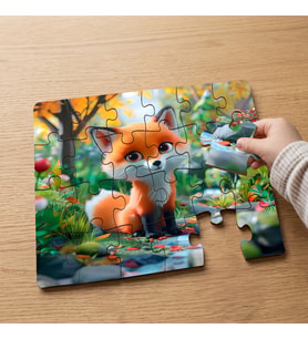Sevimli Yavru Tilki Tasarımlı 24 Parça Ahşap Çocuk Puzzle MPK0011