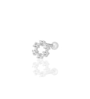 Gümüş rodyumlu zirkon taşlı simit modeli Tragus helix Piercing küpe SGTL12208RODAJ