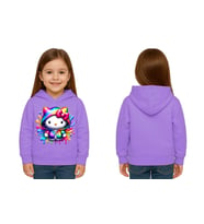Unisex hello kity  Baskılı Çocuk Swaetshirt  Baskılı Kapüşonlu 3 İplik Şardonlu (Lila)