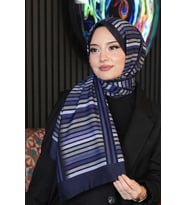 Çizgili Desen Mor Soft Pamuk Şal Çok Renkli 47