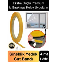 4 mt Güçlü Premium Sineklik Yedek Cırt Bant Pencere Kapı Yapışkanlı Tül Sinek Perdesi Bandı 5 Adet