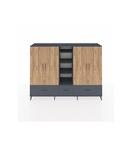 Hyperion Dolap 12 Raflı 3 Çekmeceli 4 Kapaklı 220x44x163 Antrasit-Çam/Antrasit