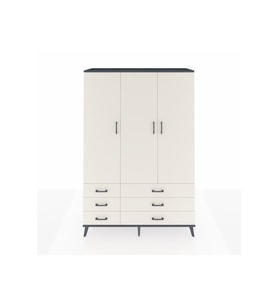 Hyperion Gardrop 5 Raflı 6 Çekmeceli Tek Askılı 132x44x195 Antrasit-Aytaşı