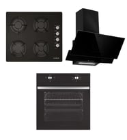 Alveus 3'lü Ankastre Set Siyah MFA604 Fırın GLS640 Ocak F17/60 Davlumbaz