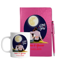 Sevgililer Gününe Özel Pembe Defter Kalem & Kupa Hediye Seti 3