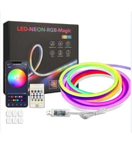 5V 5 Metre Usb Kitli IP65 IC-RGB Pixel Neon Şerit Led Bluetoothlu ve Uzaktan Kumandalı