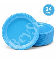 Parti Plastik Tabak 24lü Mavi