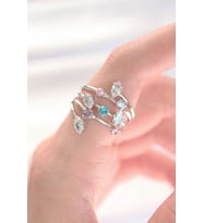 Renkli Zirkon Taşlı Silver Renk Ayarlanabilir Yüzük