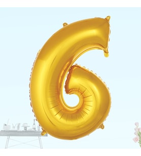 6 Yaş Rakam Folyo Balon, 100 cm - Altın (STD)