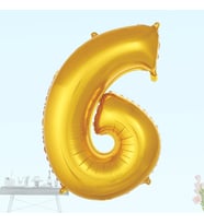 6 Yaş Rakam Folyo Balon, 100 cm - Altın (STD)