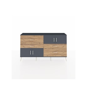 Arges Konsol 2 Raflı 4 Çekmeceli 4 Kapaklı 176x30x99 Antrasit-Antrasit/Çam