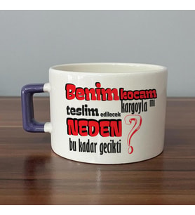 Benim Kocam Kargoyla Mı Teslim Edilecek Baskılı Mor Kulplu C Fincan