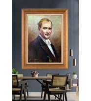 Altın Varaklı Çerçeveli Paspartulu Atatürk Tablo nh452 (Gold)