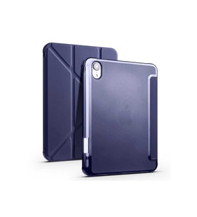 Apple iPad Mini 2021 (6.Nesil) Uyumlu Kılıf Zore Tri Folding Kalem Bölmeli Standlı Kılıf (Lacivert)