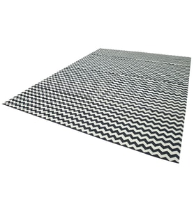 Siyah Kilim El Dokuma Geometrik Desenli Modern Stil Salon Kilimi Düz Dokuma Alan