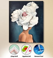 Çiçek Kadın 5D Elmas Boyama Seti 40x50 cm – Estetik Kadın Figürlü Hobi Seti, Parlak Taşlı Diamond Painting Tablo