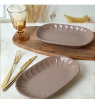 Keramika Mat Toprak Taupe Badem Kayık Tabak 22 Cm 2 Adet 977