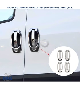 Fiat Doblo Krom Kapı Kolu ve Çerçevesi 4 Kapı 8 Parça 2010-2014 arası P.Çelik (Karışık)