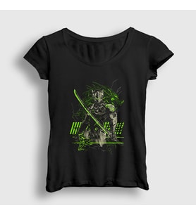 Presmono Kadın Siyah Genji V2 Oyun Overwatch T-Shirt 358583tt