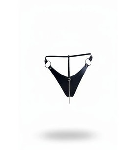 Mulvxbrf Brf02 Siyah Tanga - Külot Deri Metal Halka Zincirli - Brf1275 (Mulvix)