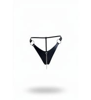 Mulvxbrf Brf02 Siyah Tanga - Külot Deri Metal Halka Zincirli - Brf1275 (Mulvix)