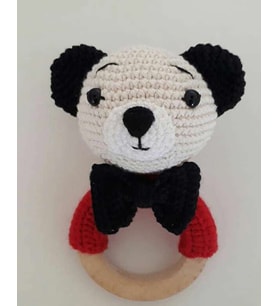 Ayıcıklı Diş Kaşıyıcı Çıngırak Amigurumi Organik Oyuncak