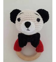 Ayıcıklı Diş Kaşıyıcı Çıngırak Amigurumi Organik Oyuncak