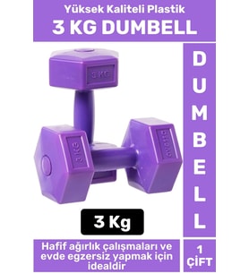 Premium Yüksek Kaliteli Plastik Egzersiz Pilates Isınma Ev Hafif Ağırlık Antrenman 2 x 3 KG Dambıl