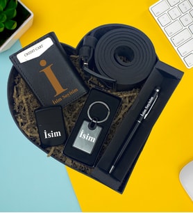 Kişiye Özel Premium Kalp Kutu Mekanizmalı Cüzdan Kemer Zippo Cakmak Metal Lüx Anahtarlık Touch pen Kalem Erkek Hediye Set