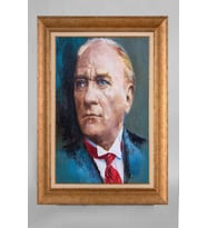 Altın Varaklı Çerçeveli Paspartulu Atatürk Tablo a724 (Gold)