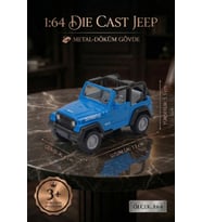 1:64 Ölçek Metal Döküm Mavi Jeep Oyuncak Araba - Off-Road Arazi Aracı Die-Cast Model