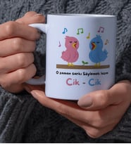 Kupa Bardak Sevgili İçin Kuş Temalı O Zaman Şarkı Söylemek Lazım Yazılı Hediye Dear Tasarım Beyaz