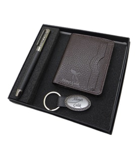 Signator D315 İsme Özel Set - Deri Kartlık + Anahtarlık  + Kalem Seti  İsme Özel Hediyelik Set (Karışık)