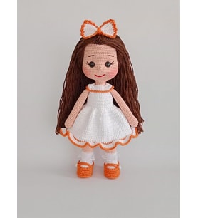 Beyaz Fatoş Bebek Amigurumi Organik Oyuncak
