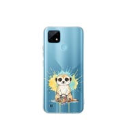 Realme C21 ile Uyumlu Splash Mirket Tasarımlı Şeffaf Silikon Kılıf