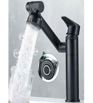 Çok Fonksiyonlu Siyah-Gümüş Robot Lavabo Bataryası (Siyah)