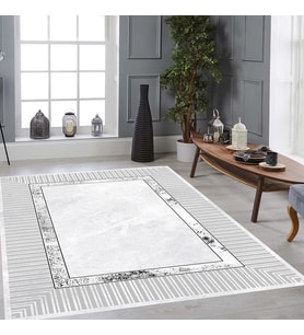 Rovigo Home Dijital Baskı Yıkanabilir Kaymaz Taban Salon Halısı Ve Yolluk RVG0904-FNL119 (Gri)
